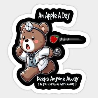 An Apple A Day Keeps Anyone Away Sticker